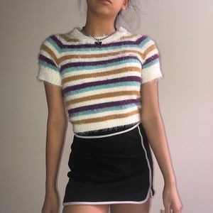 Y2K Striped Fluffy Top